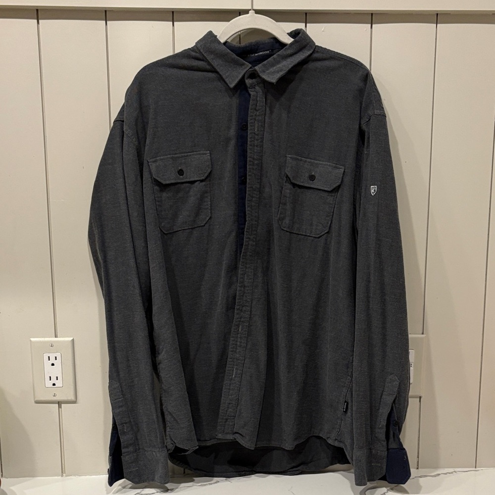 Kuhl Men's Casual Button Down Flannel Shirt - Dark Gray